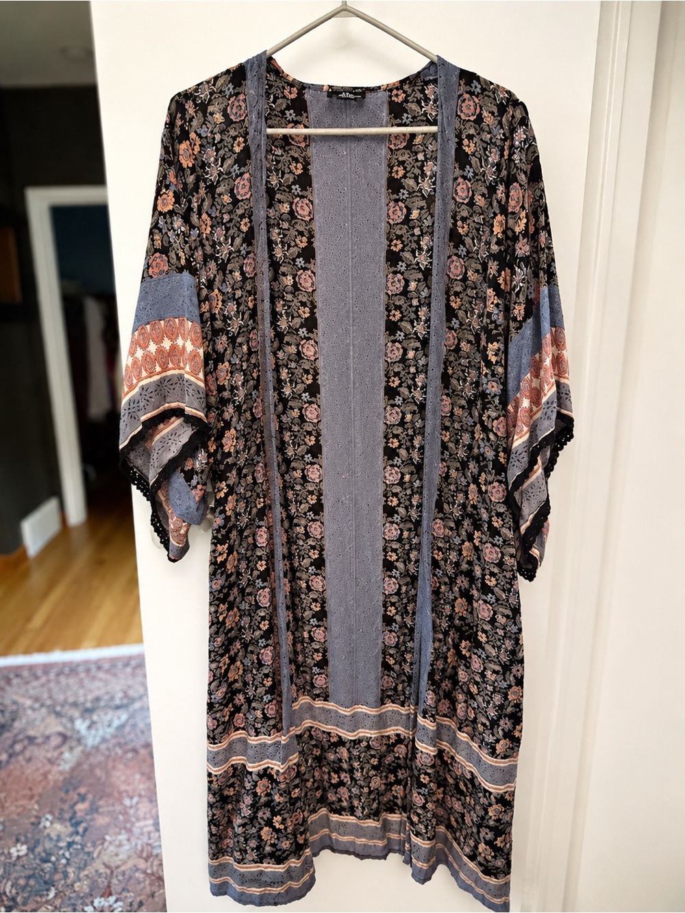 Angie Boho Floral Kimono Duster Cardigan
